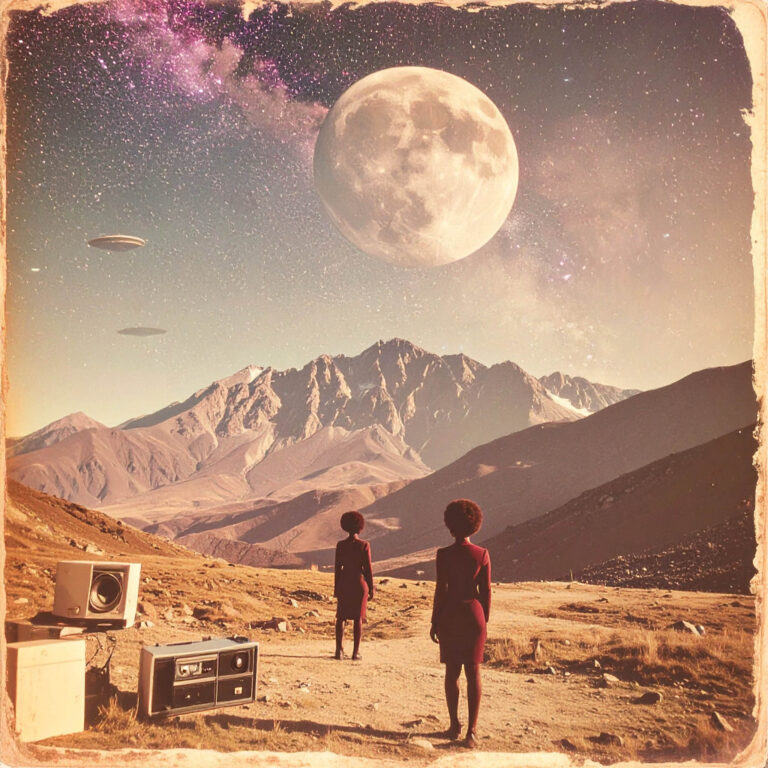 Firefly_A retro 1960s-style well-worn album art features a deep space background with faintly 256625