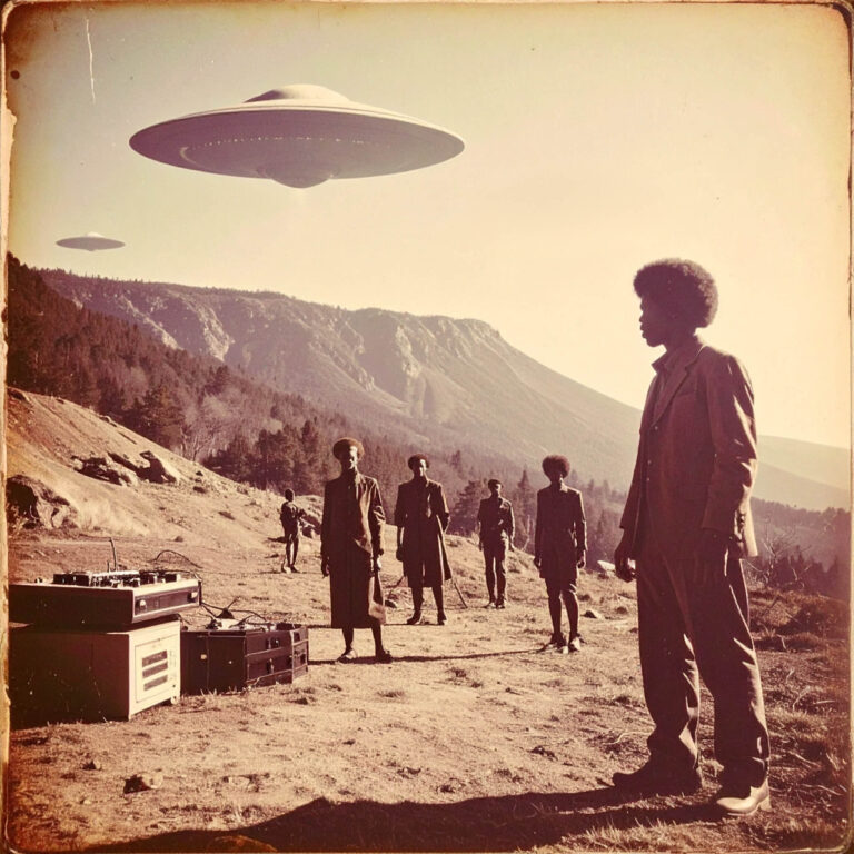 Firefly_A retro 1960s-style well-worn album art features a deep space background with faintly 319347