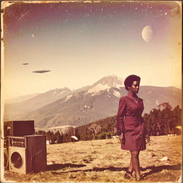 Firefly_A retro 1960s-style well-worn album art features a deep space background with faintly 897879