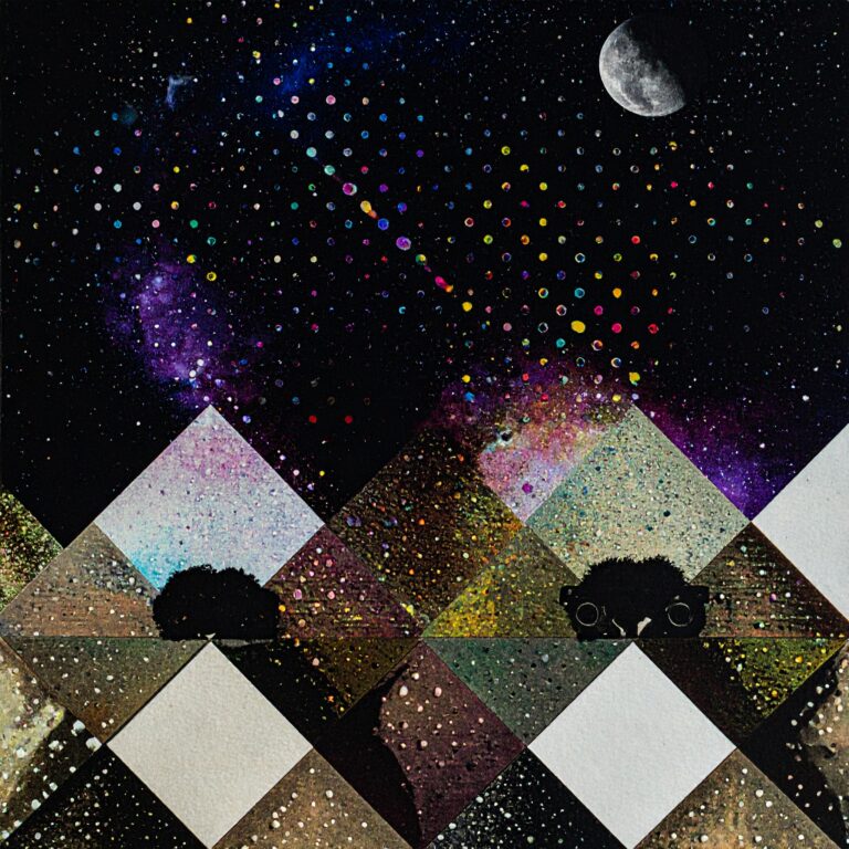 Firefly_A vibrant and surreal album art set in deep space, capturing a dynamic and retro vibe 941445