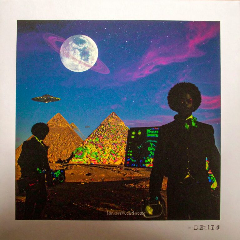 Firefly_A vibrant and surreal album art set in deep space, capturing a dynamic and retro vibe 946825