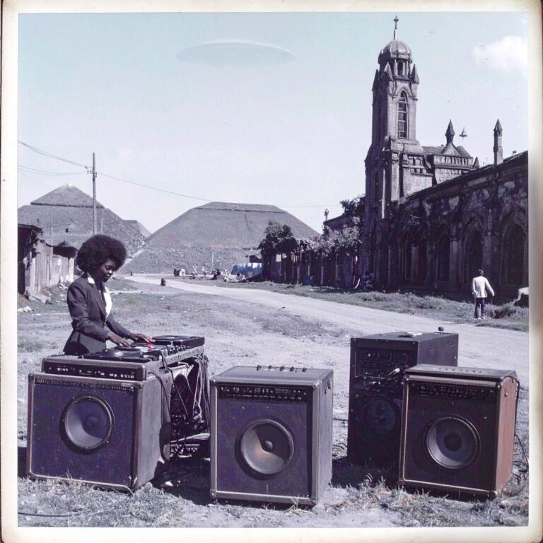 Firefly_An African American DJ with an afro plays music on a distant planet, in a galaxy far 729786 (2)